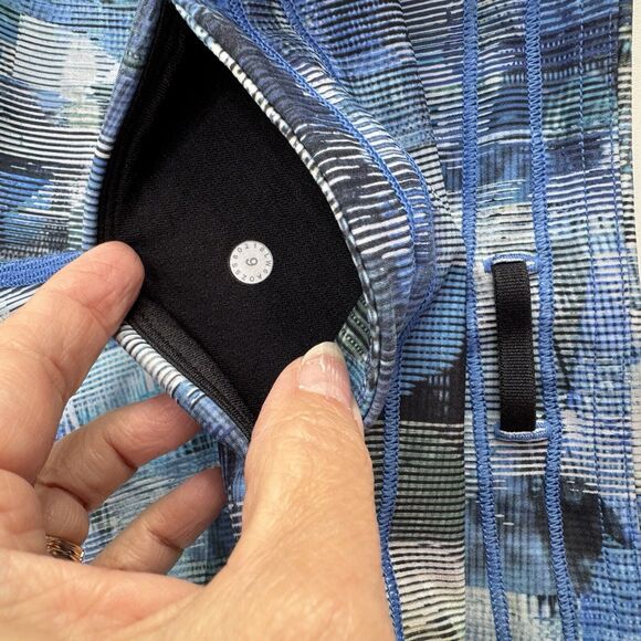 Lululemon On Pace Crop "21" Sun Dazed Multi Blue Mesh Inserts Side Pockets Sz 6 - Picture 11 of 13
